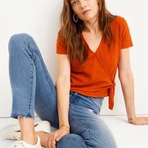 Madewell Texture & Thread Wrap-Tie Top, size Small